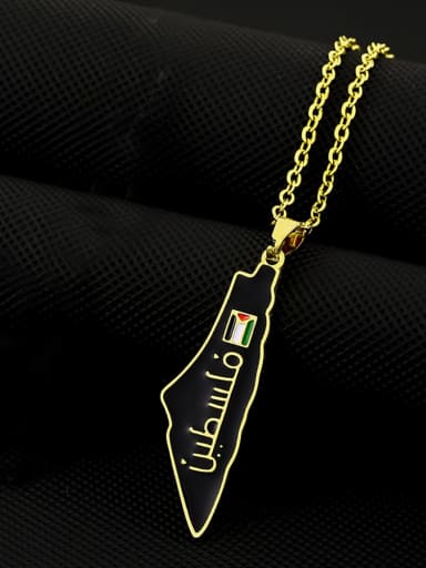 Gold B Titanium Steel Enamel Medallion Ethnic Israel and Palestine titanium steel pendants Necklace