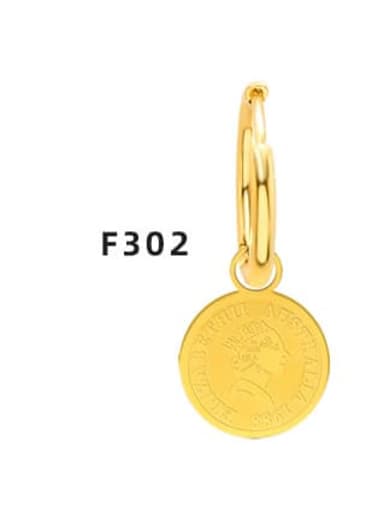 F302 gold portrait Round Earrings Titanium Steel Geometric Minimalist Huggie Earring
