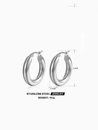 Steel color earrings 2.5cm Stainless steel Geometric Minimalist Hoop Earring