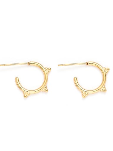 Round Earrings C-shaped golden titanium steel earrings