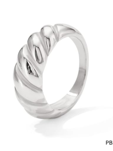 PBJ233 Platinum Stainless steel Geometric Trend Band Ring