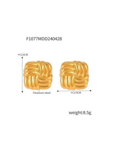 F1077 Gold Earrings Titanium Steel Geometric Hip Hop Stud Earring