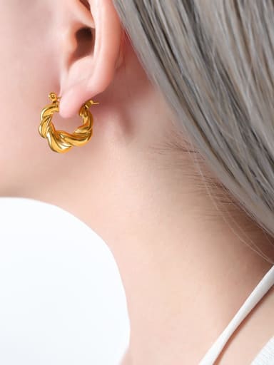 F856 Gold Earrings Titanium Steel Geometric Trend Hoop Earring