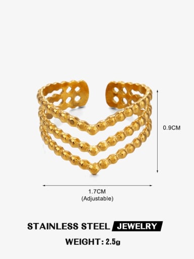 Stainless steel Letter V Shape Hip Hop Stackable Ring