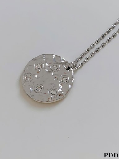 PDD1103 Steel Round White Diamond Stainless steel Irregular Hip Hop Necklace