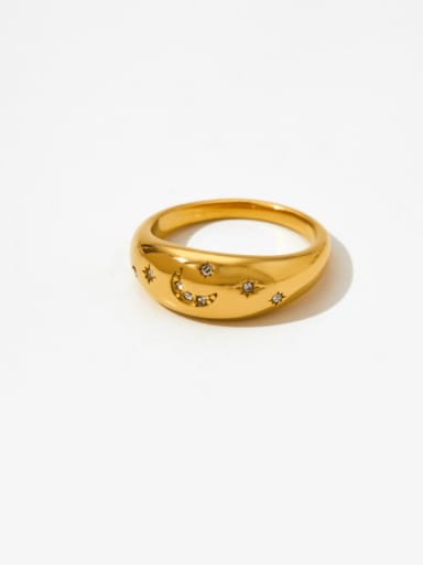 Moonset Diamond Gold KBJ395 Stainless steel Geometric Vintage Band Ring