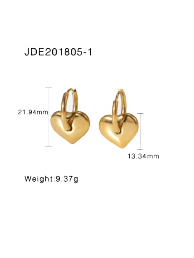 JDE201805 1 Stainless steel Heart Hip Hop Huggie Earring