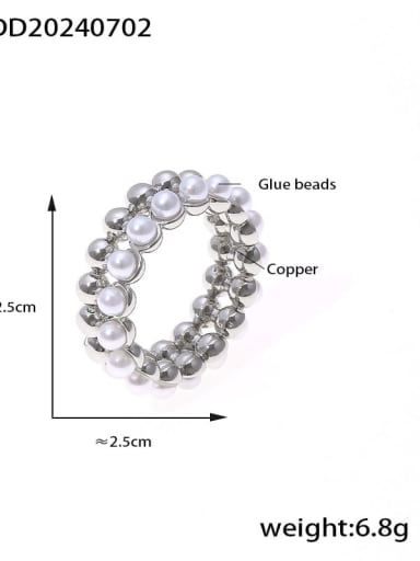 Trend Geometric Titanium Steel Imitation Pearl Ring and Necklace Set