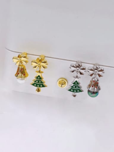 Brass Rhinestone Tree Cute Stud Earring