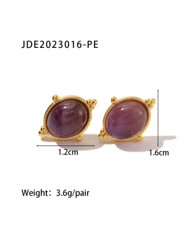 JDE2023016 PE Stainless steel Malchite Geometric Vintage Stud Earring
