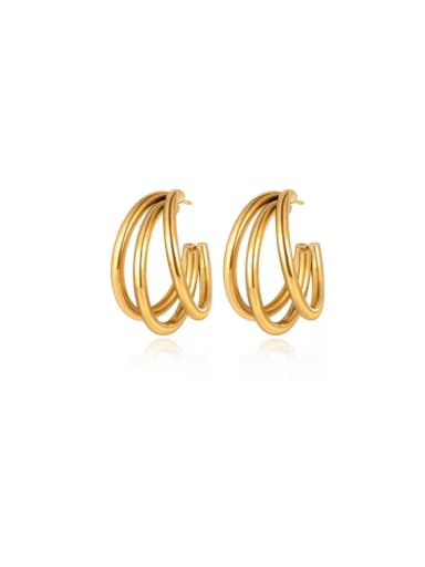 Gold C-shaped earrings Stainless steel Geometric Minimalist Stud Earring