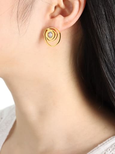 F769 Gold Earrings Titanium Steel Cubic Zirconia Geometric Dainty Stud Earring