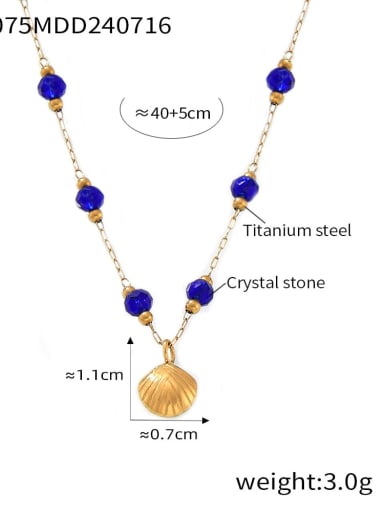 TXP075 Gold Necklace Trend Geometric Titanium Steel Crystal Earring and Necklace Set