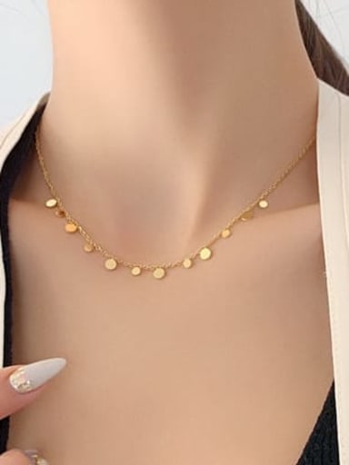 P016 Round Necklace Gold Titanium Steel Water Drop Minimalist Necklace