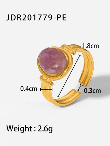 JDR201779 PE Stainless steel Natural Stone Geometric Vintage Band Ring