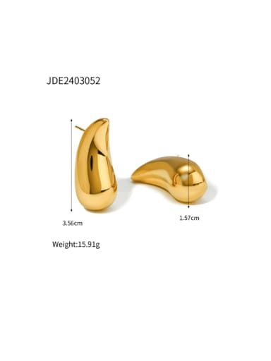 JDE2403052 gold Stainless steel Water Drop Hip Hop Stud Earring