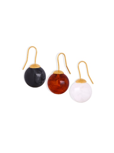 custom Brass Resin Round  Bead Minimalist Hook Earring