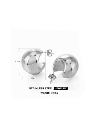 Half round earrings in steel color Stainless steel Semicircle Hollow Hip Hop Stud Earring