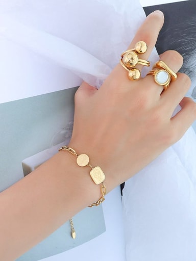 E097 gold bracelet 15+ 5cm Titanium Steel Geometric Minimalist Link Bracelet