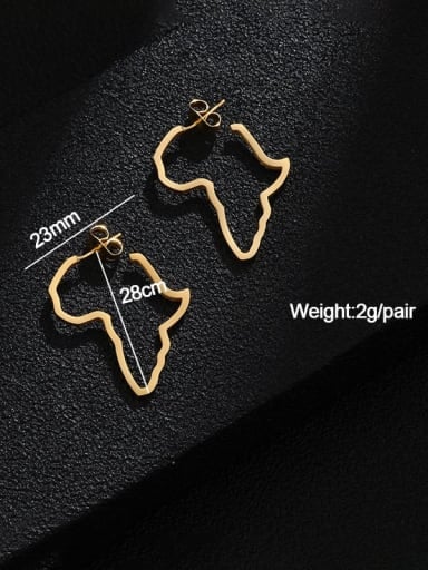 Gold height 28mm Stainless steel Geometric Minimalist Map of Africa Chandelier Earring