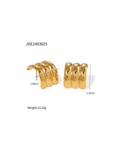 JDE2403025 gold Stainless steel Irregular Hip Hop Stud Earring