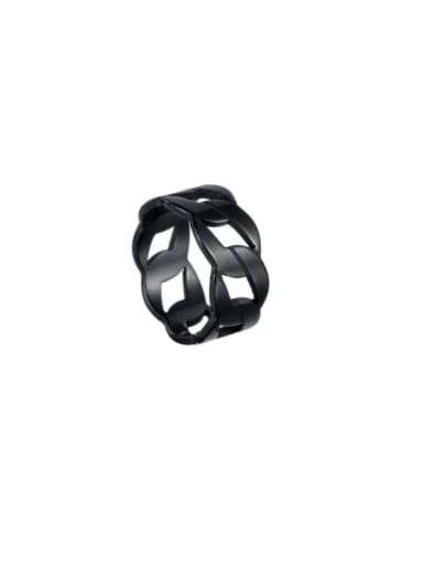 black Stainless steel Hollow Geometric Minimalist  Chain Men's Ring