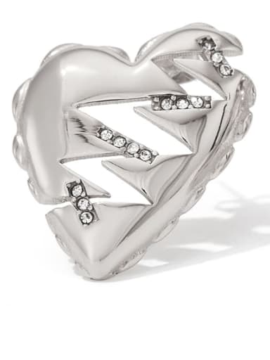 PDE645 Platinum Stainless steel Cubic Zirconia Heart Trend Stud Earring