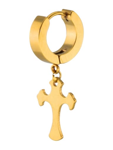 golden (Single -Only One) Titanium Steel Cross Minimalist Single Earring(Single -Only One)