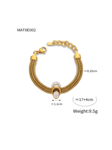 MATXE002 Gold Bracelet Titanium Steel Cubic Zirconia Hip Hop Tassel   Bracelet and Necklace Set