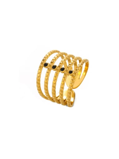 Golden Line Ring Stainless steel Enamel Geometric Hip Hop Stackable Ring
