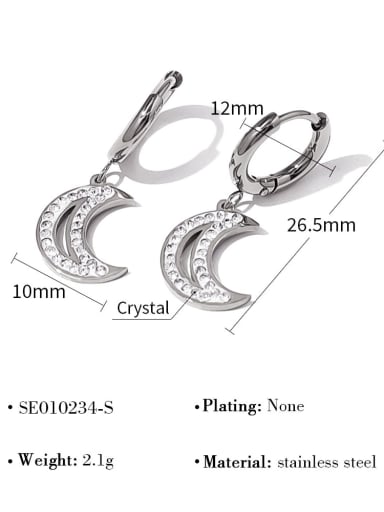 SE010234 S Titanium Steel Cubic Zirconia Moon Luxury Stud Earring