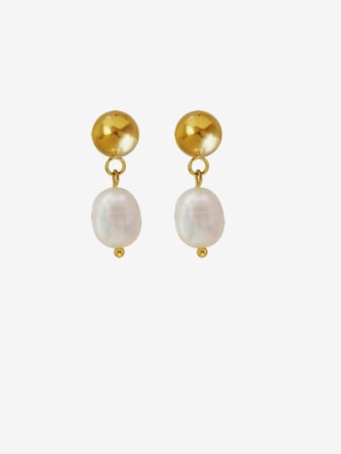 Titanium 316L Stainless Steel Imitation Pearl Geometric Ethnic Drop Earring with e-coated waterproof