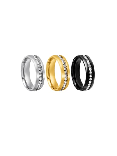 custom Stainless steel Rhinestone Geometric Minimalist Band Ring