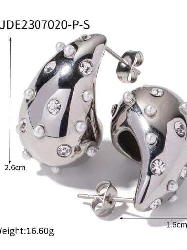 JDE2307020 P S Stainless steel Cubic Zirconia Geometric Trend Stud Earring