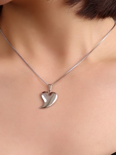 Titanium Steel Smooth  Heart Minimalist Necklace