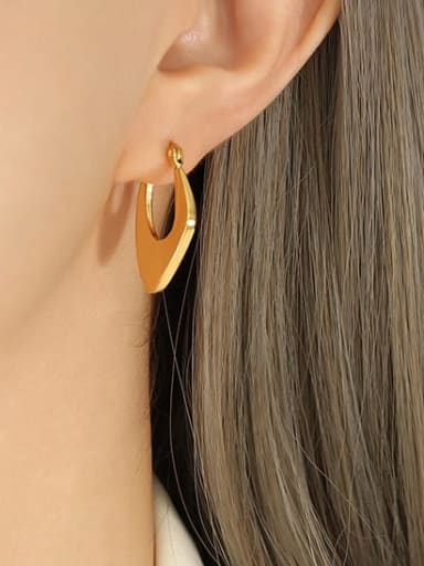 F528 Gold Earrings Titanium Steel Geometric Minimalist Huggie Earring