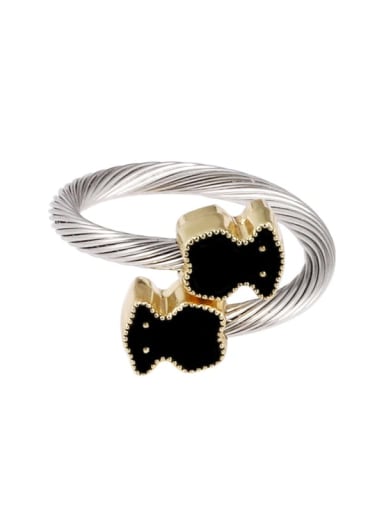 White Gold  Cross Bear Ring Stainless steel Hip Hop Bear Ring Earring And Bracelet Set