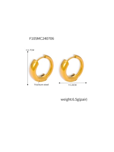 F105 Golden Earrings Titanium Steel Geometric Hip Hop Huggie Earring