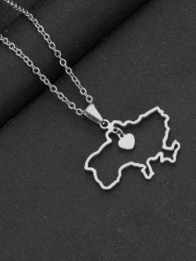 Stainless steel Medallion Ethnic Ukraine Map Pendant Necklace
