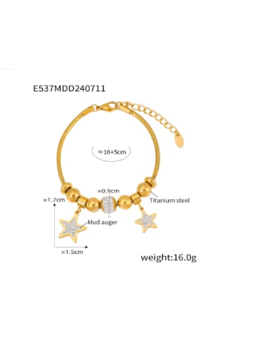 E537 Gold Bracelet Titanium Steel Star Hollow Tree of Life Bead Bracelet
