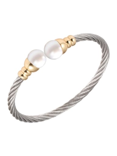 white gold Pearl Bracelet Stainless steel Imitation Pearl Hip Hop Irregular   Ring Earring And Bracelet Set