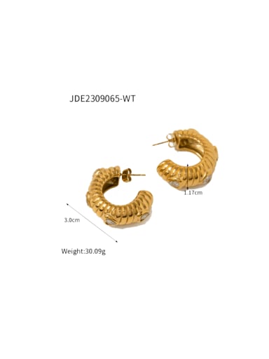 JDE2309065 gold Stainless steel Geometric Hip Hop Stud Earring