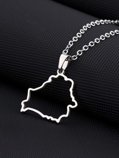 Stainless steel Medallion Ethnic Hollow gold Belarus map design Necklace