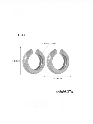 F347 steel ear clip Titanium Steel Enamel Geometric Hip Hop Clip Earring