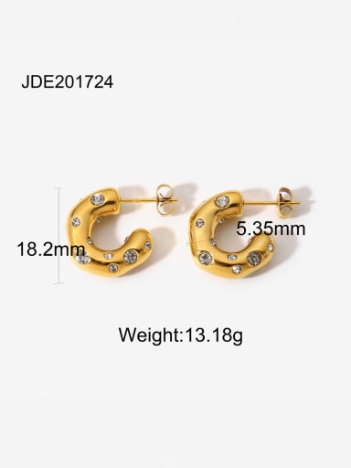 JDE201724 Stainless steel Rhinestone Geometric Vintage Stud Earring