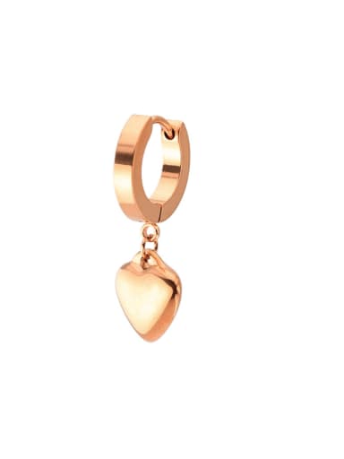 Rose gold Single Only One Titanium Steel Heart Minimalist Single Earring