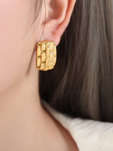 F921 Gold Earrings Titanium Steel Geometric Trend Stud Earring