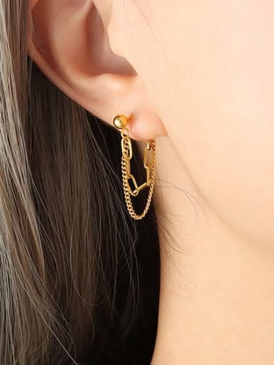 Gold stud Titanium Steel Tassel Minimalist Stud Earring