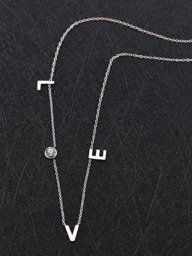 Titanium Steel Rhinestone Letter Minimalist Necklace