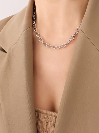 P328 steel thick chain necklace Titanium Steel Vintage Irregular Bracelet and Necklace Set